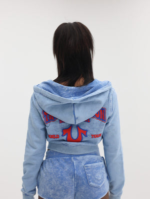 True Religion Wash Shrunken Zip Hoodie Big T Pacific Coast