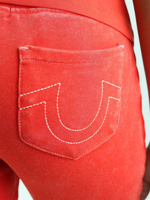 True Religion Washed Lr Paneled Flared Pants Flame Scarlet