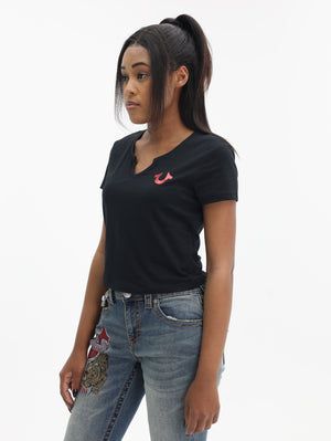 True Religion Tri Script Baby Tee Jet Black