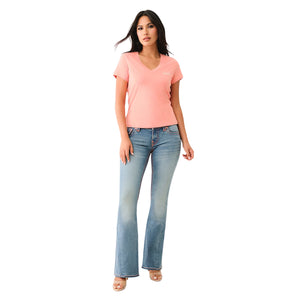 TRUE RELIGION FOIL HS V NECK TEE BURNT CORAL