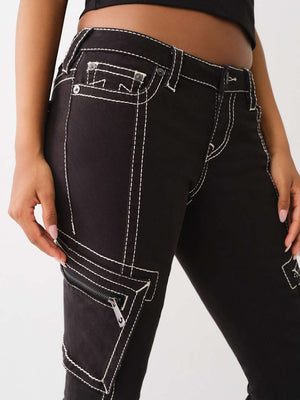 True Religion Becca Cargo Pants Bootcut Black