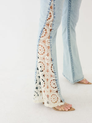 True Religion Joey Jeans Crochet Flare Light Wash