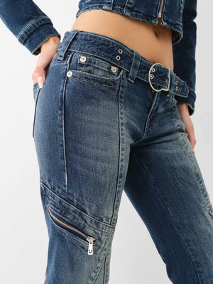True Religion Jeans Becca Belted Bootcut Dark Wash