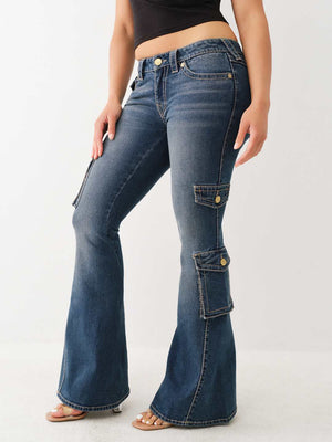 True Religion Big T Jeans Low Rise Flare Dark Wash