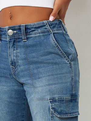 True Religion Ladies Jeans Cargo SN Straight Medium Wintry Wash