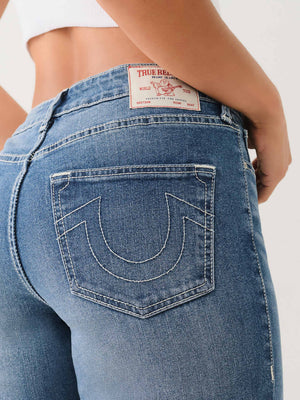 True Religion Jean Ladies Sarah SN High Rise Straight Medium Blizzard Wash