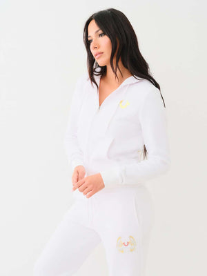 True Religion Sweater Ladies Angelic Wing Zip Hoodie Optic White