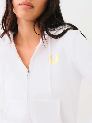True Religion Sweater Ladies Angelic Wing Zip Hoodie Optic White