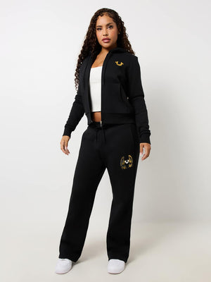 True Religion Jogger Ladies Angelic Wing Straight Leg Jet Black
