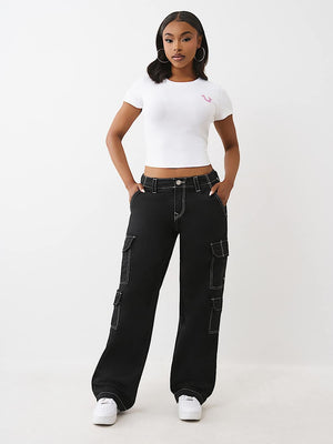 True Religion Bottoms Hs Cargo Emb Sn Jet Black