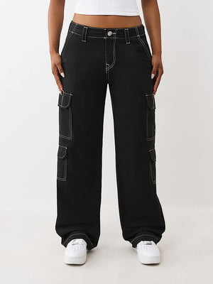 True Religion Bottoms Hs Cargo Emb Sn Jet Black