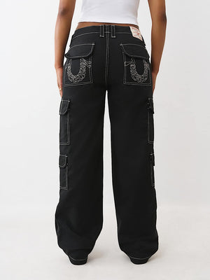 True Religion Bottoms Hs Cargo Emb Sn Jet Black