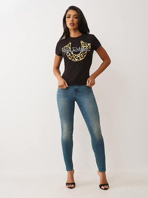 True Religion T-Shirt Tr Leopard Crew Jet Black