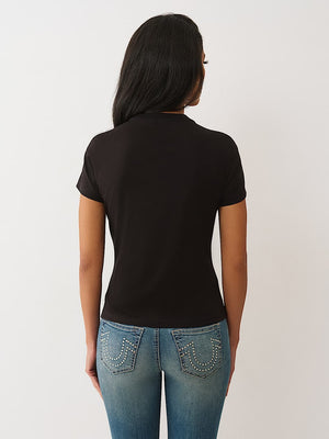 True Religion T-Shirt Tr Leopard Crew Jet Black