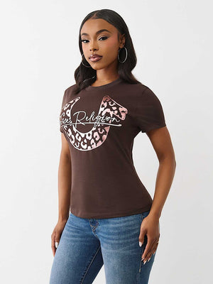 True Religion T-Shirt Tr Leopard Crew Java