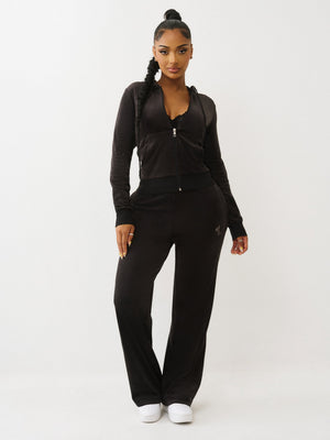 True Religion Hoodie Wing Velour Zip Jet Black