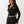 True Religion Sweater Ribbed Zip Up Faux Fur Jet Black