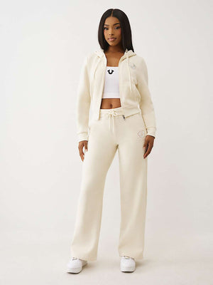 True Religion Jacket Wings Shrunken Zip Up Winter White