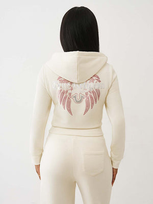 True Religion Jacket Wings Shrunken Zip Up Winter White