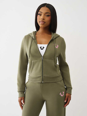 True Religion Jacket Wings Shrunken Zip Up Kalamata