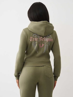 True Religion Jacket Wings Shrunken Zip Up Kalamata