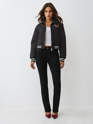 True Religion Hs Quilted Zip Up Jacket Jet Black