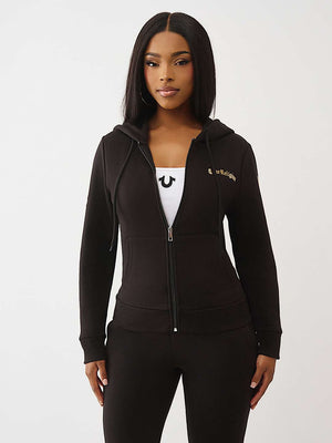 True Religion Hoodie Tr Wings Zip Up Jet Black