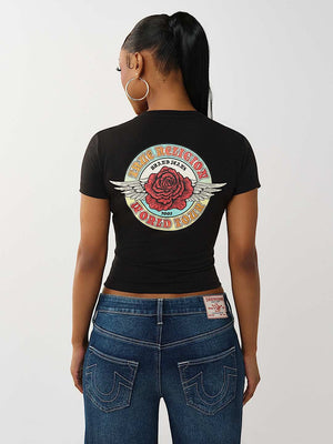 True Religion T-Shirt Tr Rose Notch Baby Jet Black