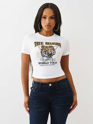 True Religion Tr Tiger Baby Tee Optic White
