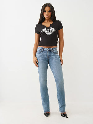 True Religion T-Shirt Hs Glitter Notch Baby Jet Black