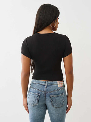 True Religion T-Shirt Hs Glitter Notch Baby Jet Black