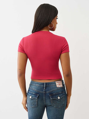 True Religion T-Shirt Hs Glitter Notch Baby Cerise