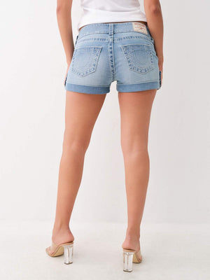 True Religion Sammy Shorts Mid Rise Big T Light Wash