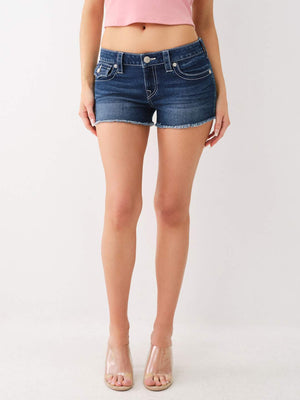 True Religion Shorts Joey Embroidered Low Rise Denim