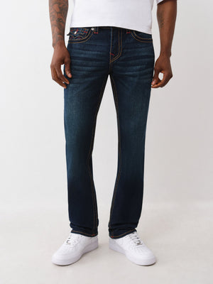 True Religion Jeans Ricky Big T Flap Straight Dark Mahogany Wood Wash