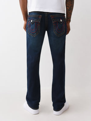 True Religion Jeans Ricky Big T Flap Straight Dark Mahogany Wood Wash