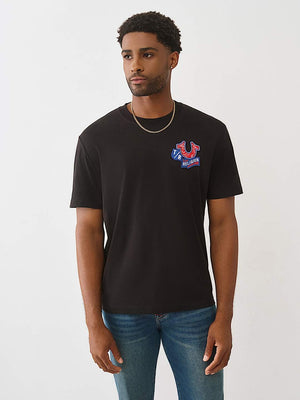 True Religion T-Shirt Embroidery Patch Jet Black