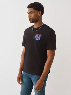 True Religion T-Shirt Embroidery Patch Jet Black