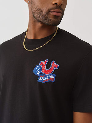 True Religion T-Shirt Embroidery Patch Jet Black