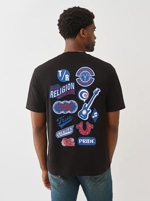 True Religion T-Shirt Embroidery Patch Jet Black