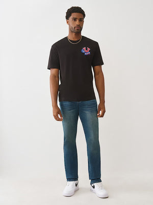 True Religion T-Shirt Embroidery Patch Jet Black