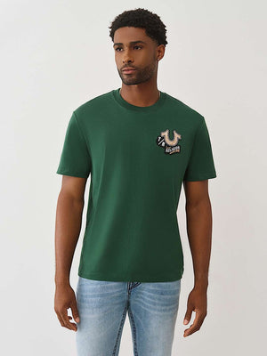 True Religion T-Shirt Embroidery Patch Dark Green