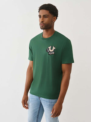 True Religion T-Shirt Embroidery Patch Dark Green