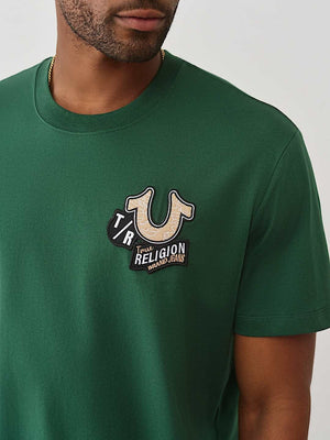 True Religion T-Shirt Embroidery Patch Dark Green