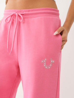 True Religion Crystal French Terry Track Pants Pink