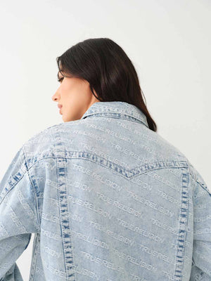 True Religion Jimmy Jacket Oversized Monogram Leaping Water