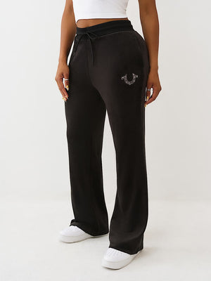 True Religion Horsehoe Velour Sweatpants Jet Black