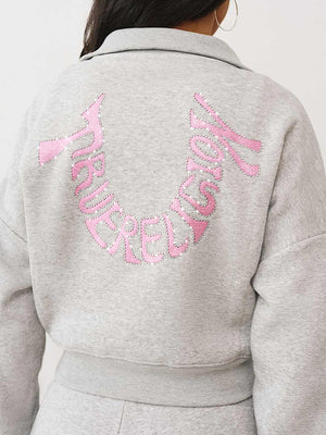 True Religion Hoodie Script Tr Po Heather Grey