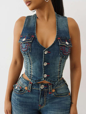 True Religion Denim Vest Super T Twilight Spark