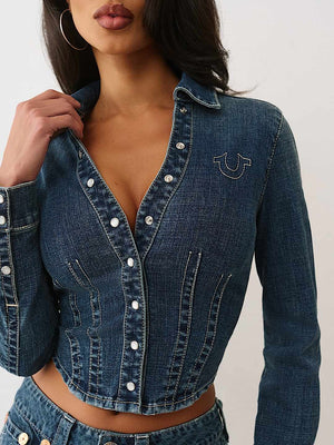 True Religion Denim Shirt Fitted Dark Wash